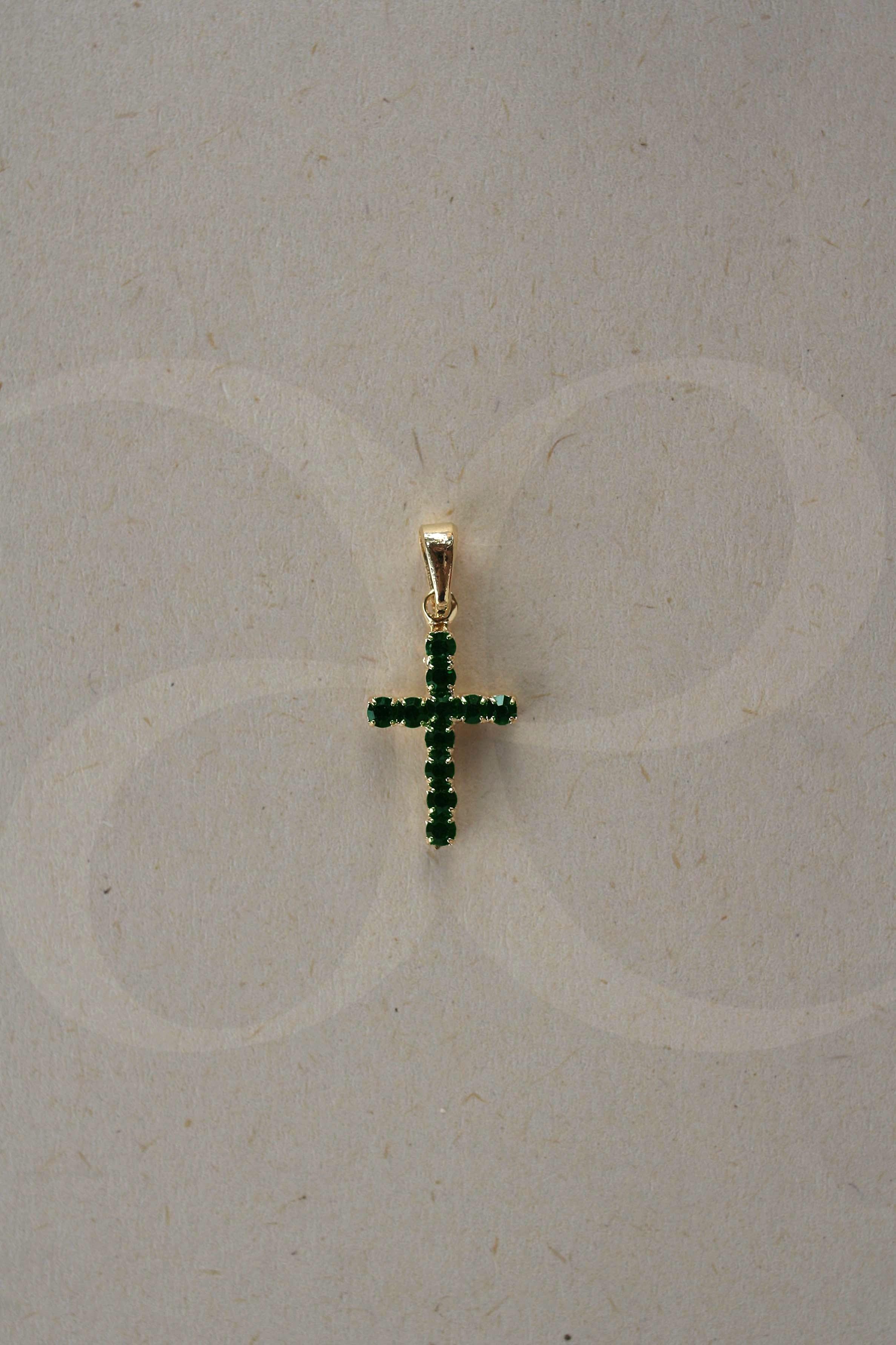 DIJE CRUZ CIRCONES VERDE
